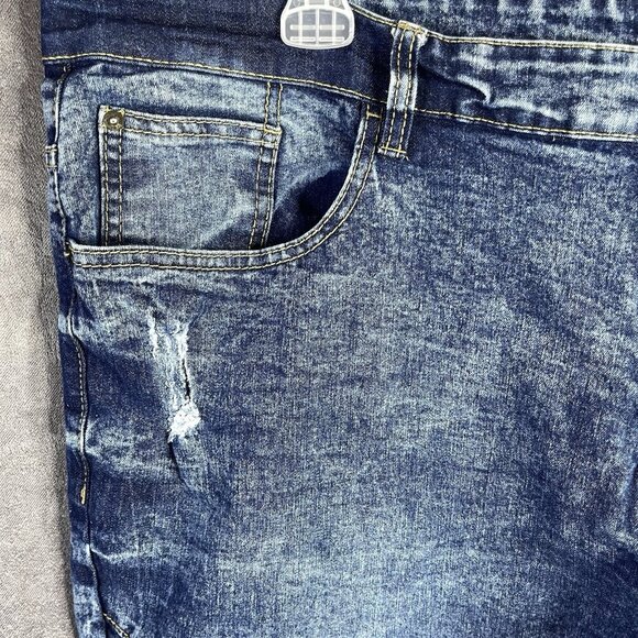 Mens South Pole Jeans Stretch Ribbed Distressed Moto Acid Wash Size 44 (46Wx32L) - Picture 3 of 12